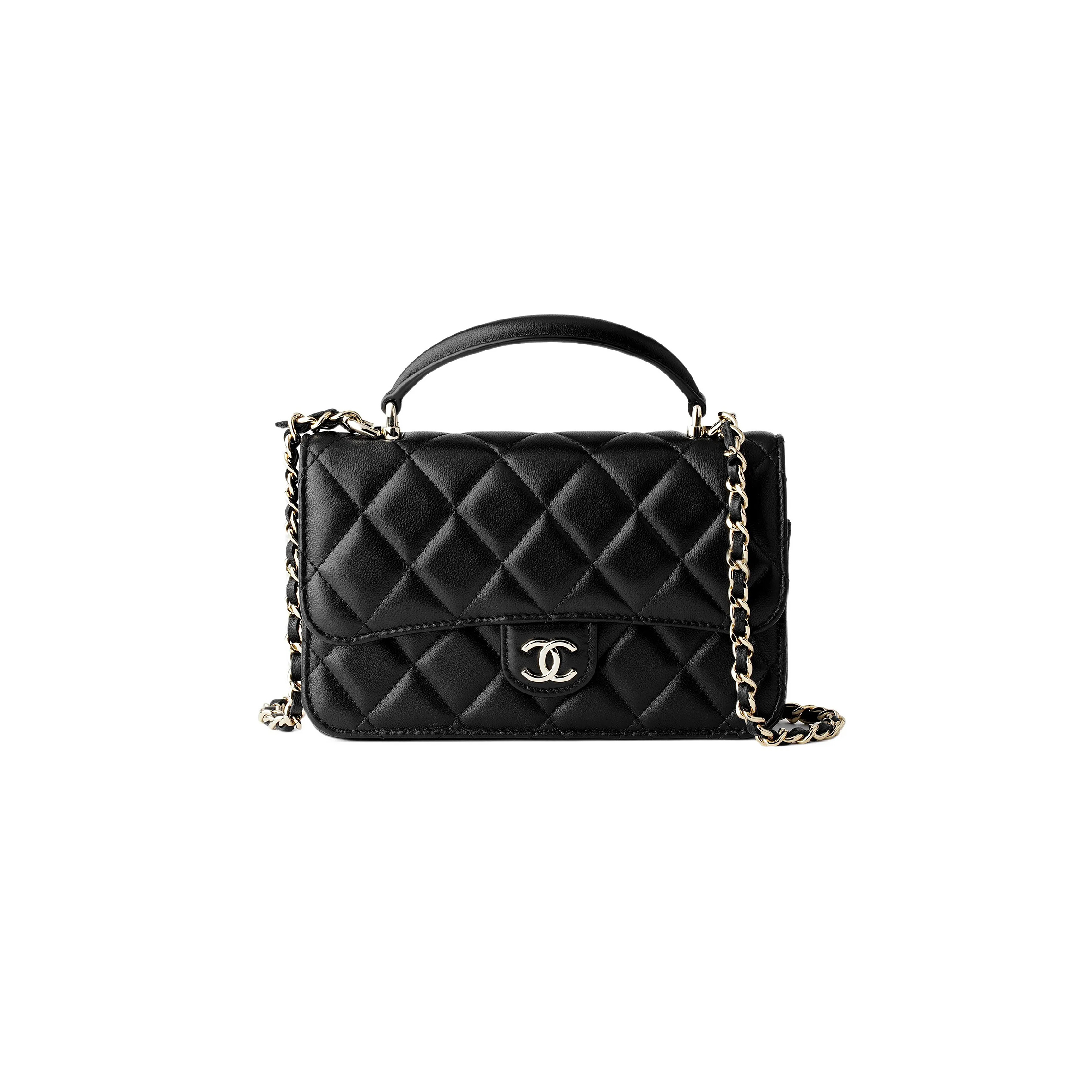 Ch*el 23p woc chain flap sheep leather hand crossbody bag mini ap3226 (17*10*4cm)